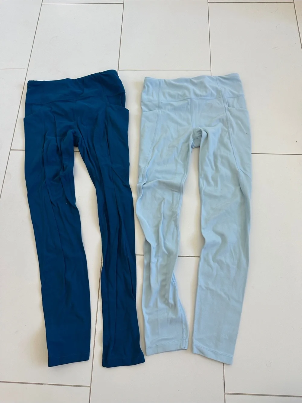 Athleta girl high rise stash your treasure  Active Leggings -blue 14